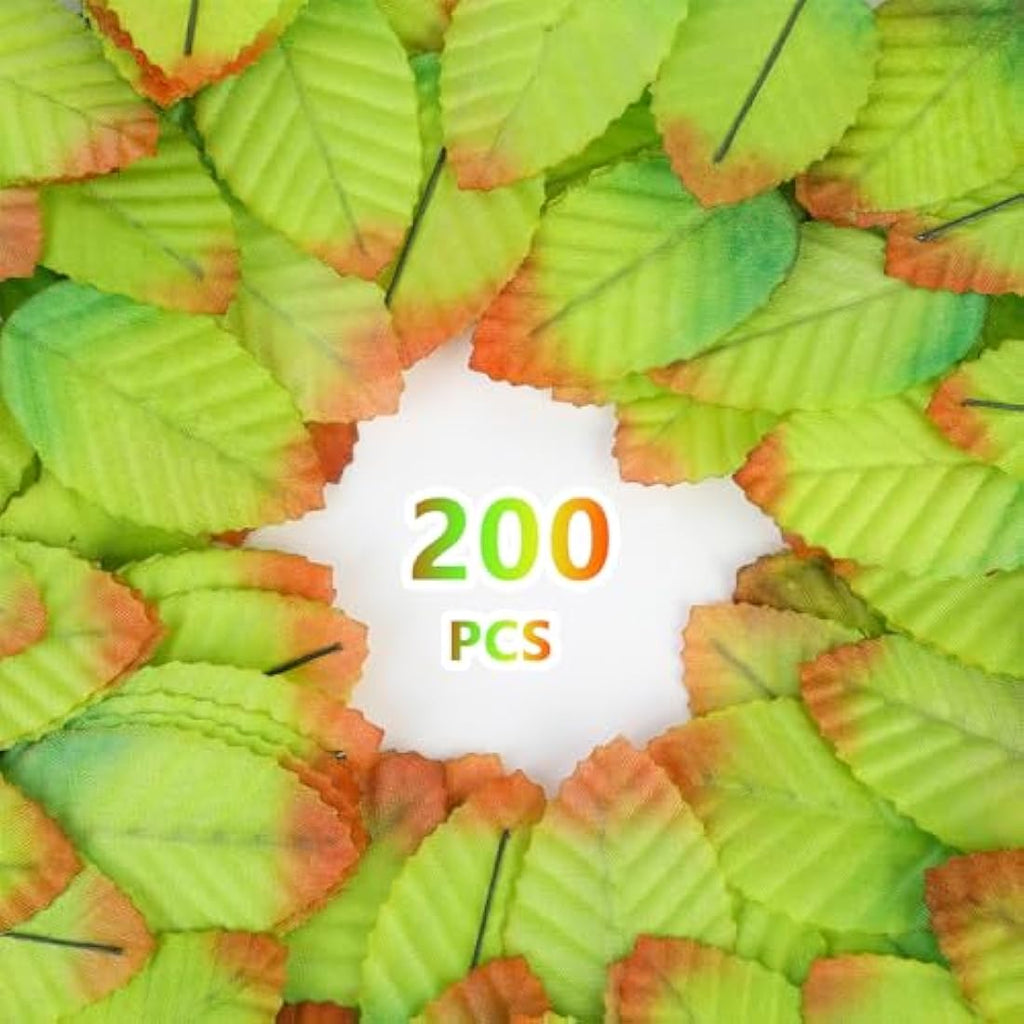 200Pcs Artificial Rose Leaves – Faux Silk Greenery for DIY Crafts