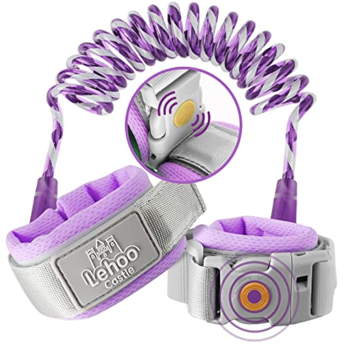 Lehoo Castle Toddler Reins | Anti Lost Wrist Link with Safety Lock - Purple