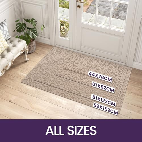 DEXI Indoor Door Mat – 92x152cm Washable Non-Slip Dirt Trapper – Beige