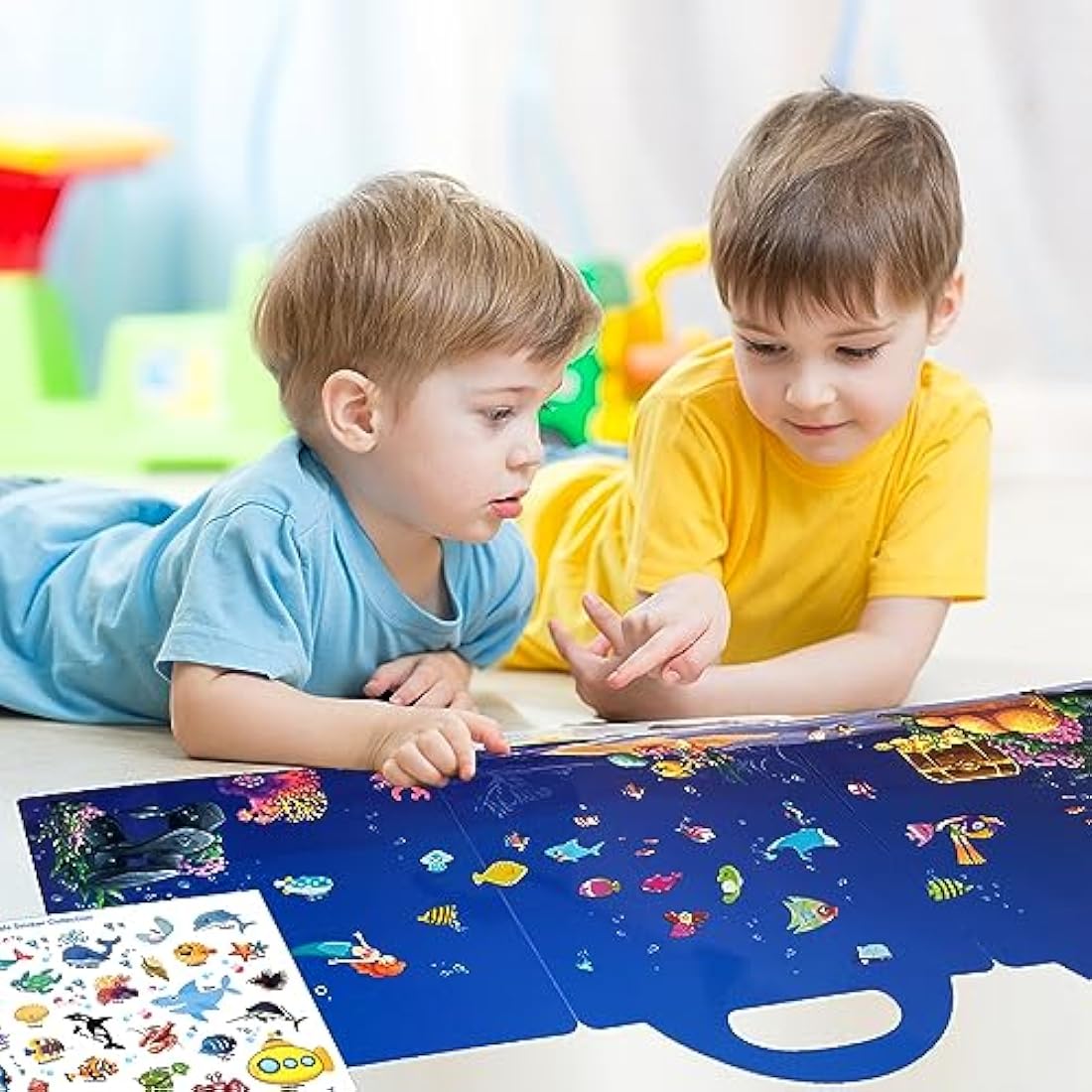 Jolof Store Reusable 3D Puffy Sticker Book – Ocean Animals Sensory Toy