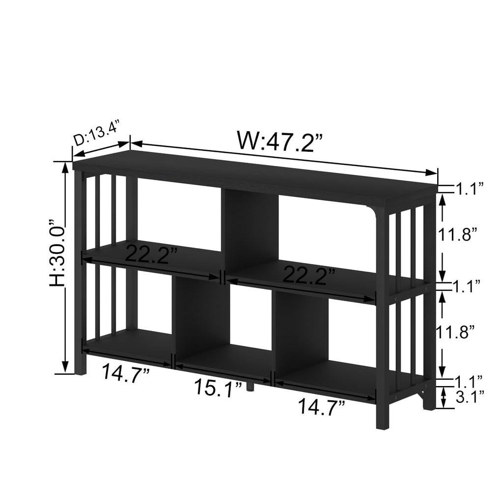 IBF 5 Cube Storage Organizer Bookshelf Low Bookcase 120cm Black Oak - image 2