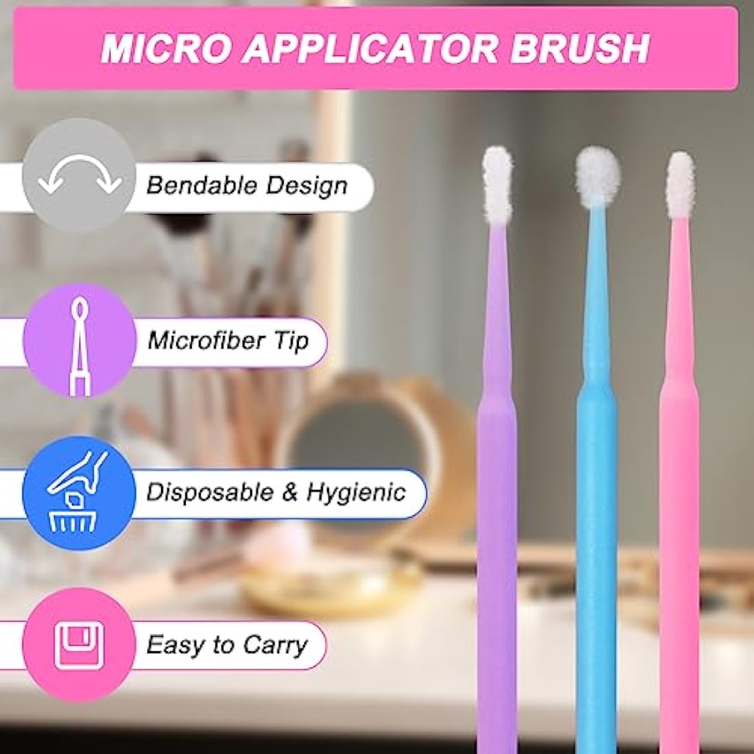 Shintop 300pcs Micro Applicator Brushes | Disposable Eyelash & Dental Tips