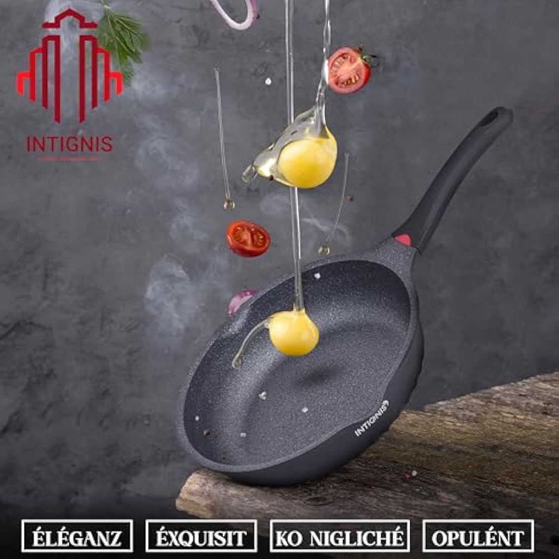 INTIGNIS 24cm Non-Stick Frying Pan with Lid – Ceramic Induction Skillet