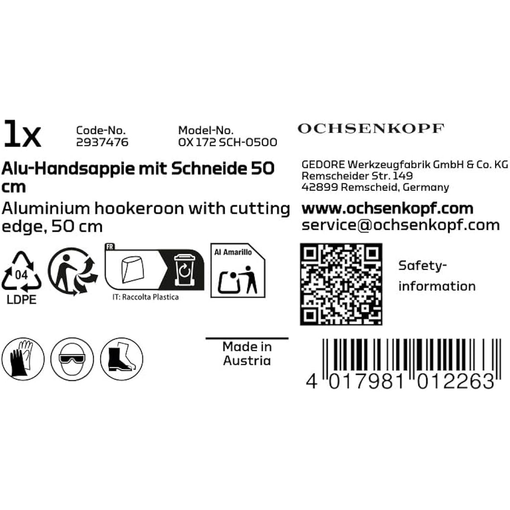 OCHSENKOPF Aluminium Hand Sappie | 500mm Forestry Tool with Blade