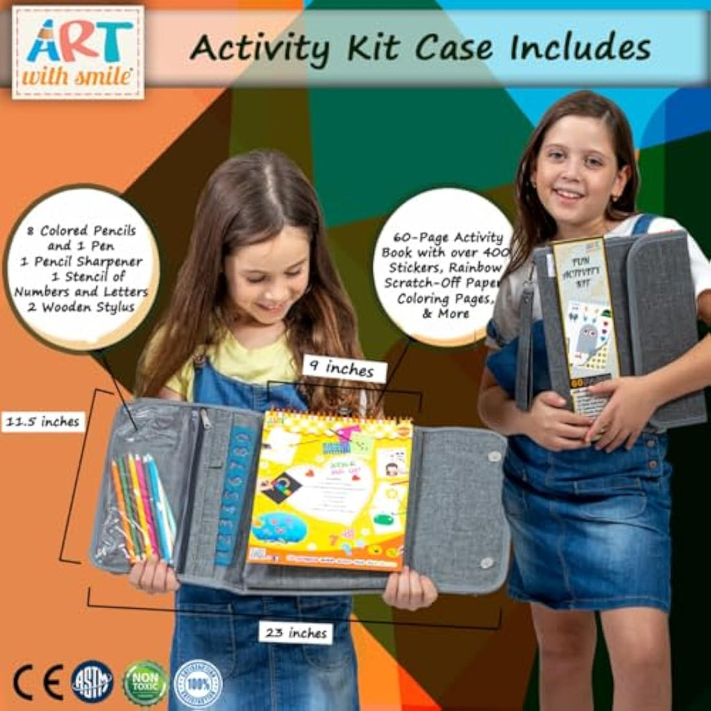 Art with Smile Kids Activity Kit – 60-Page Craft Case with Stickers