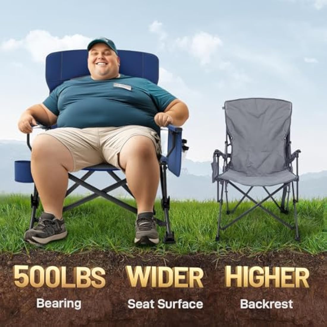 Ever Advanced Oversized Camping Chair | Heavy Duty Lumbar Support