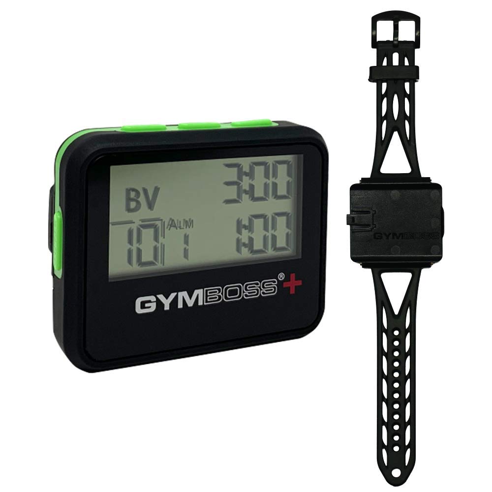 Gymboss PLUS Interval Timer and Watch Strap Bundle - Black/Green