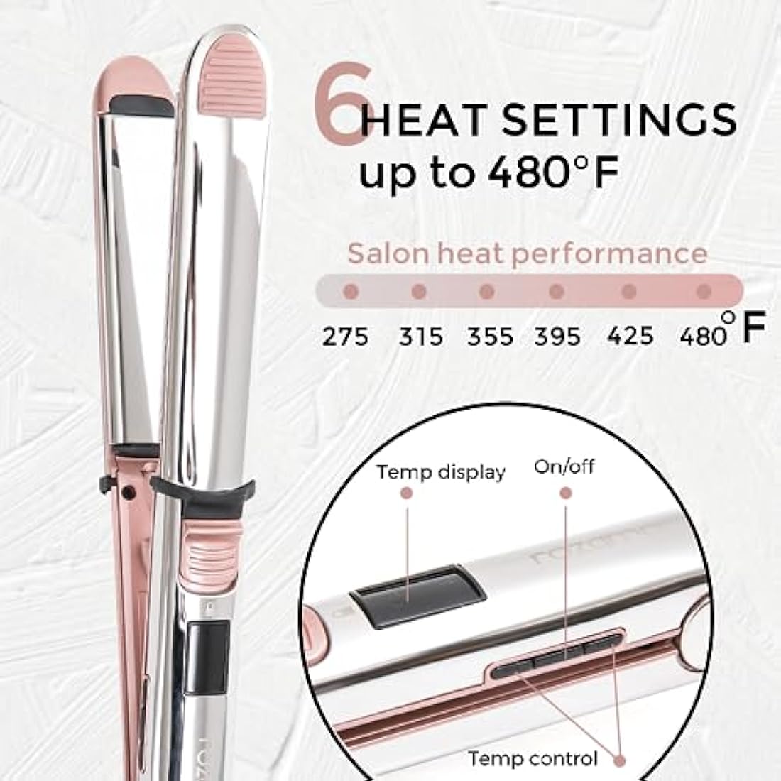 Rozamor Titanium Hair Straightener | 2-in-1 Flat Iron and Curler - Pink