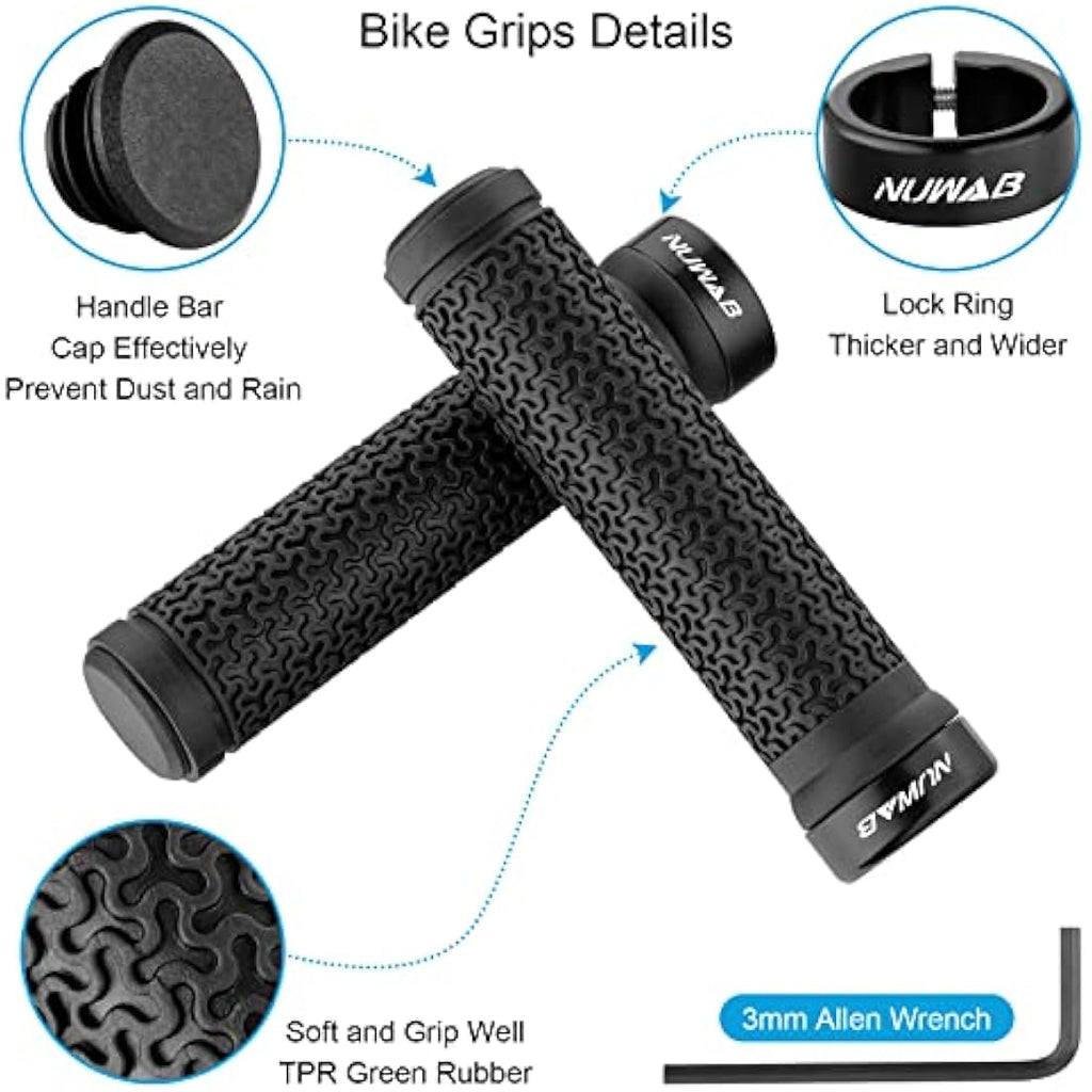 Lock-on Bike Handlebar Grips – Anti-Slip TPR Rubber MTB Grips
