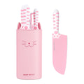 hecef 5-Piece Pink Kitchen Knife Set with Detachable Non-Stick Block