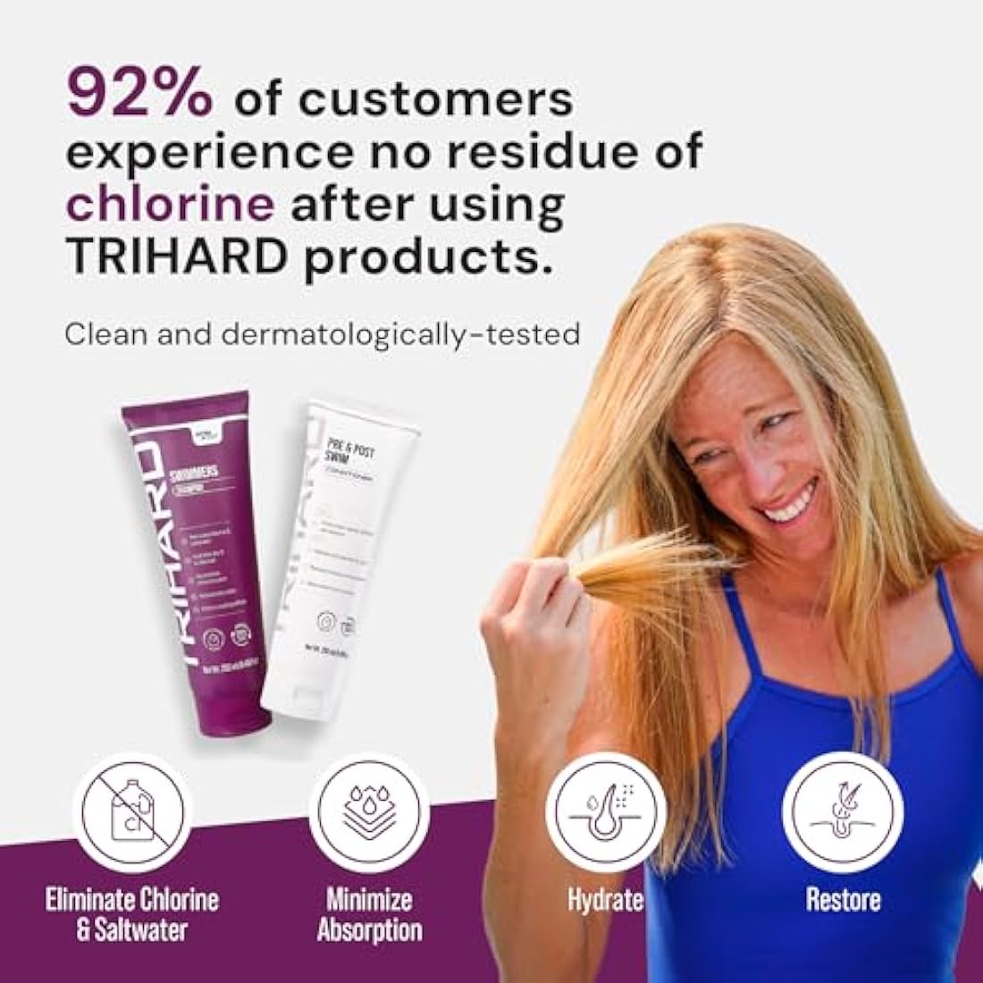 TRIHARD Swim Shampoo & Conditioner | Chlorine Removal Hair Care Set