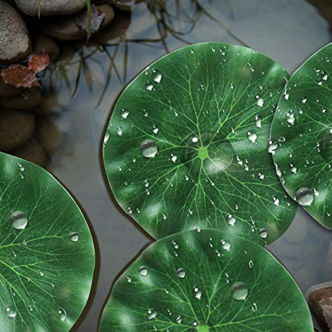 CODIRATO 10 Pcs Artificial Floating Foam Lotus Leaves Pond Decor – 18cm