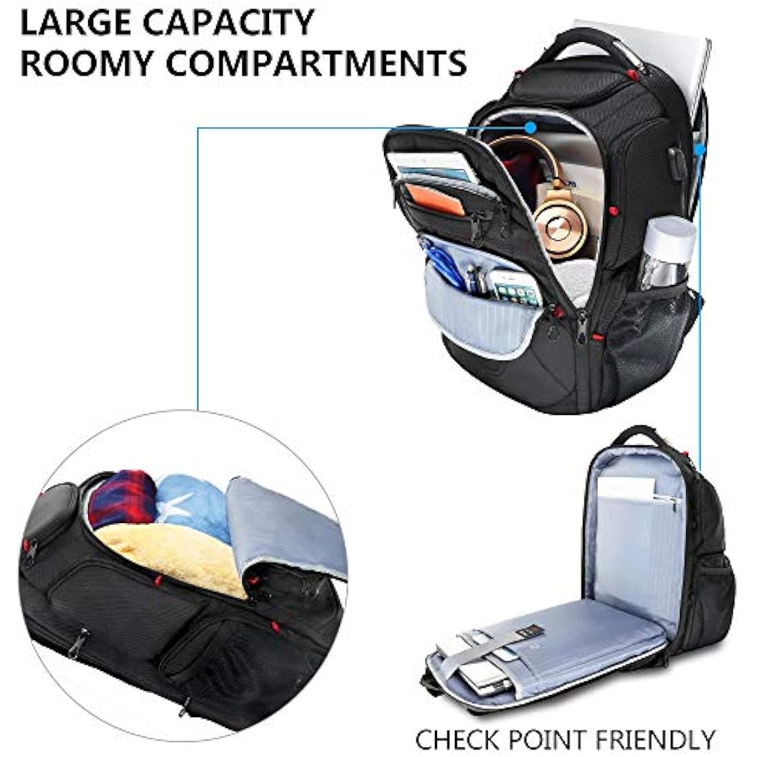 KROSER 17.3 Inch Laptop Backpack – TSA Travel Bag with RFID & USB Port