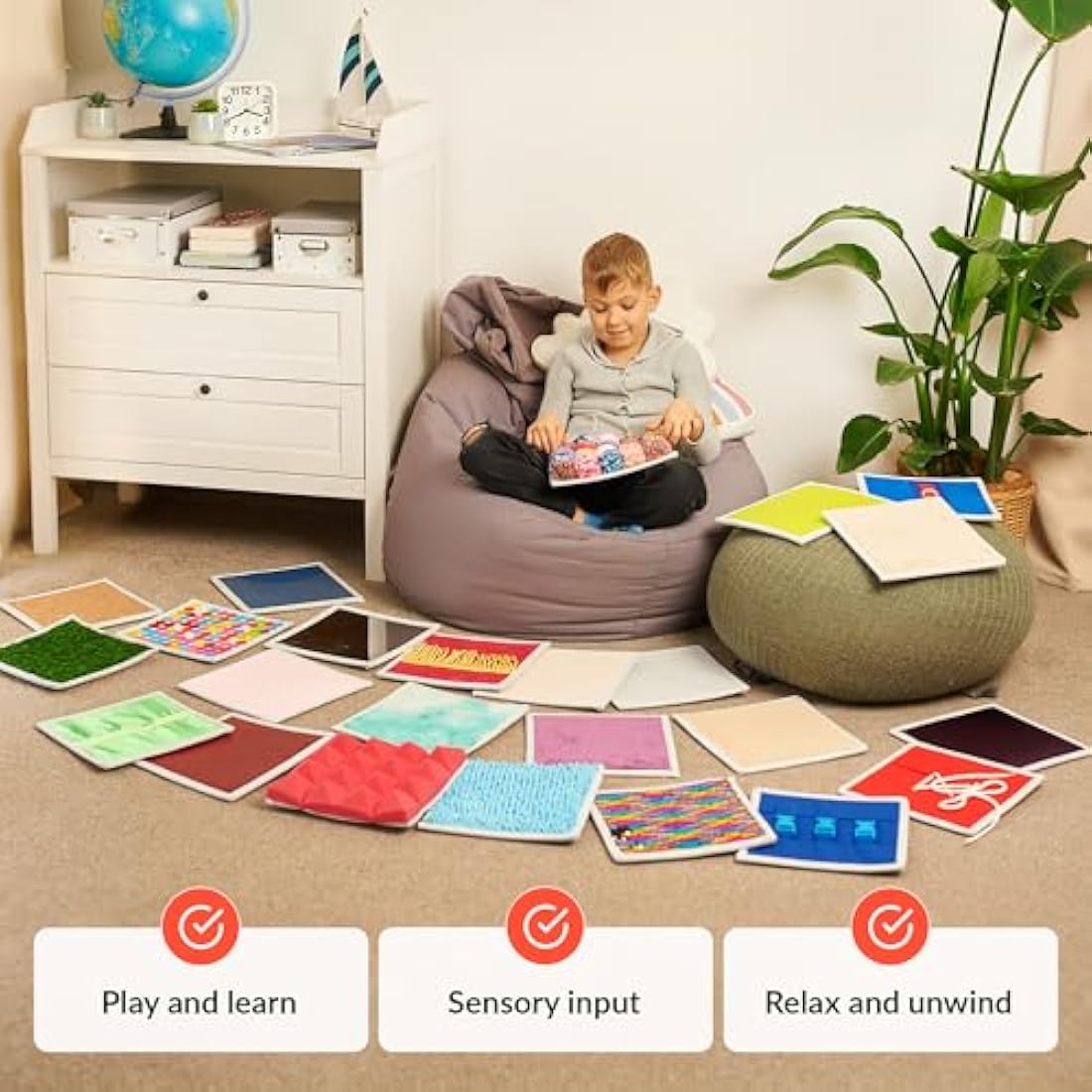Tactile Sensory Wall Panels & Floor Tiles - 24 Piece Set