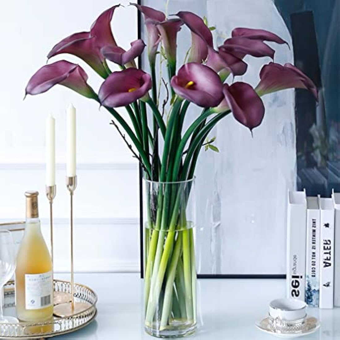 Jolof Store Real Touch Calla Lily Artificial Flowers - 5 Pcs Purple
