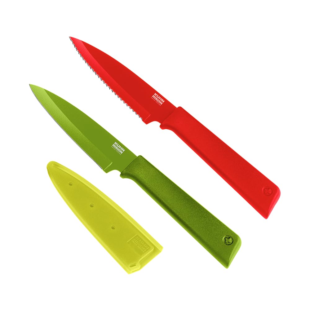 Kuhn Rikon Colori+ 2-Piece Stainless Steel Paring & Serrated Knife Set