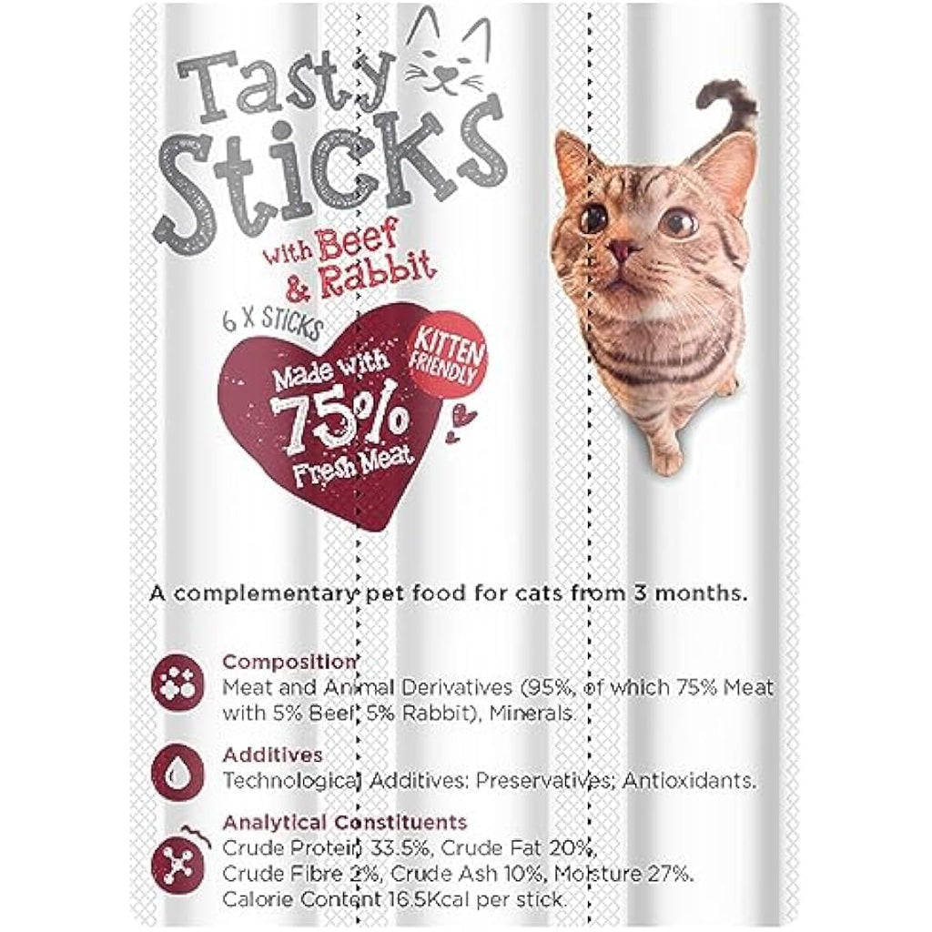 Webbox Tasty Sticks Cat Treats | Beef & Rabbit Grain Free (25 x 6 Packs)