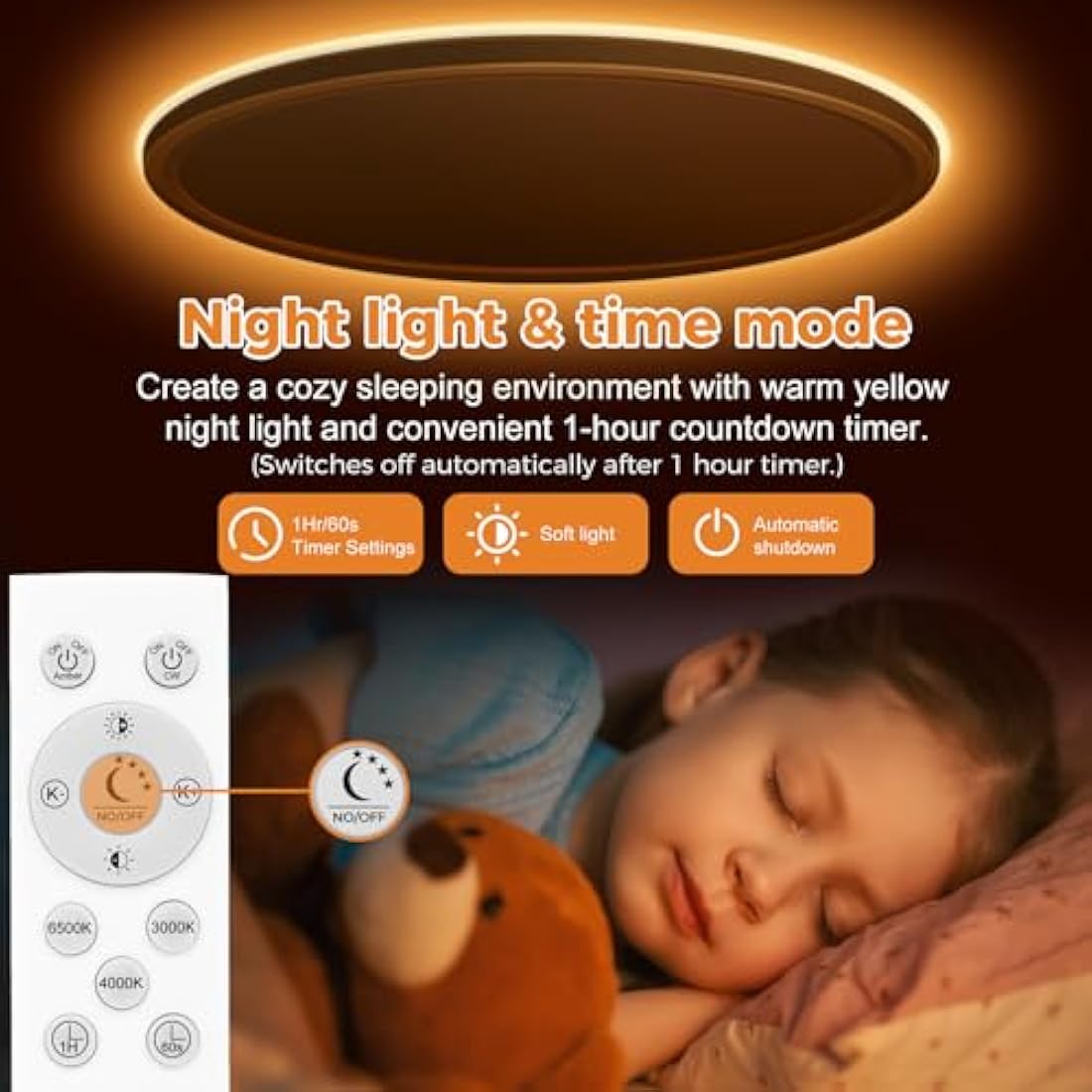 Slochi 36W LED Ceiling Light | 40cm Dimmable Flush Mount with Remote