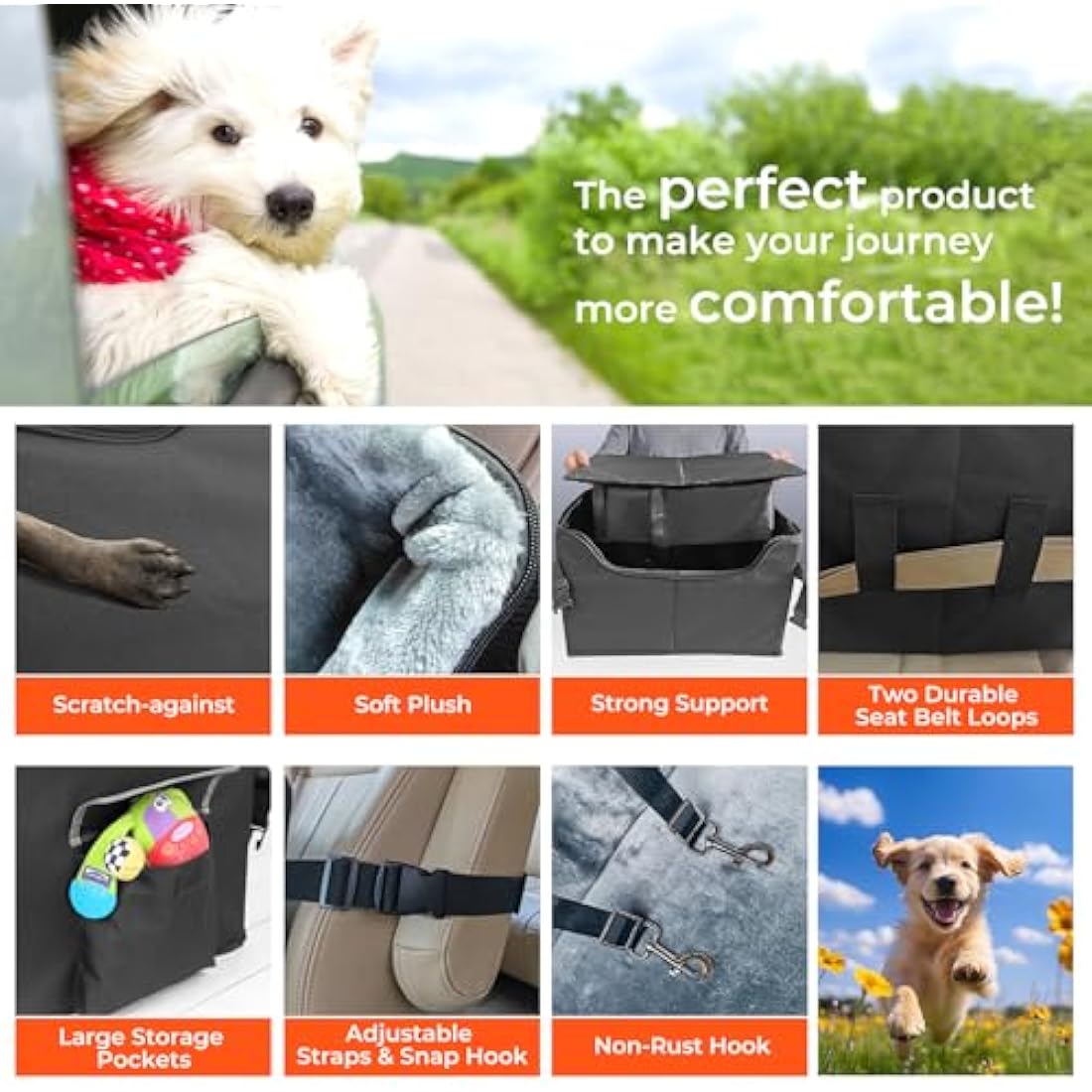 Babenest Dog Booster Car Seat – Elevated Pet Travel Bed for Small Dogs