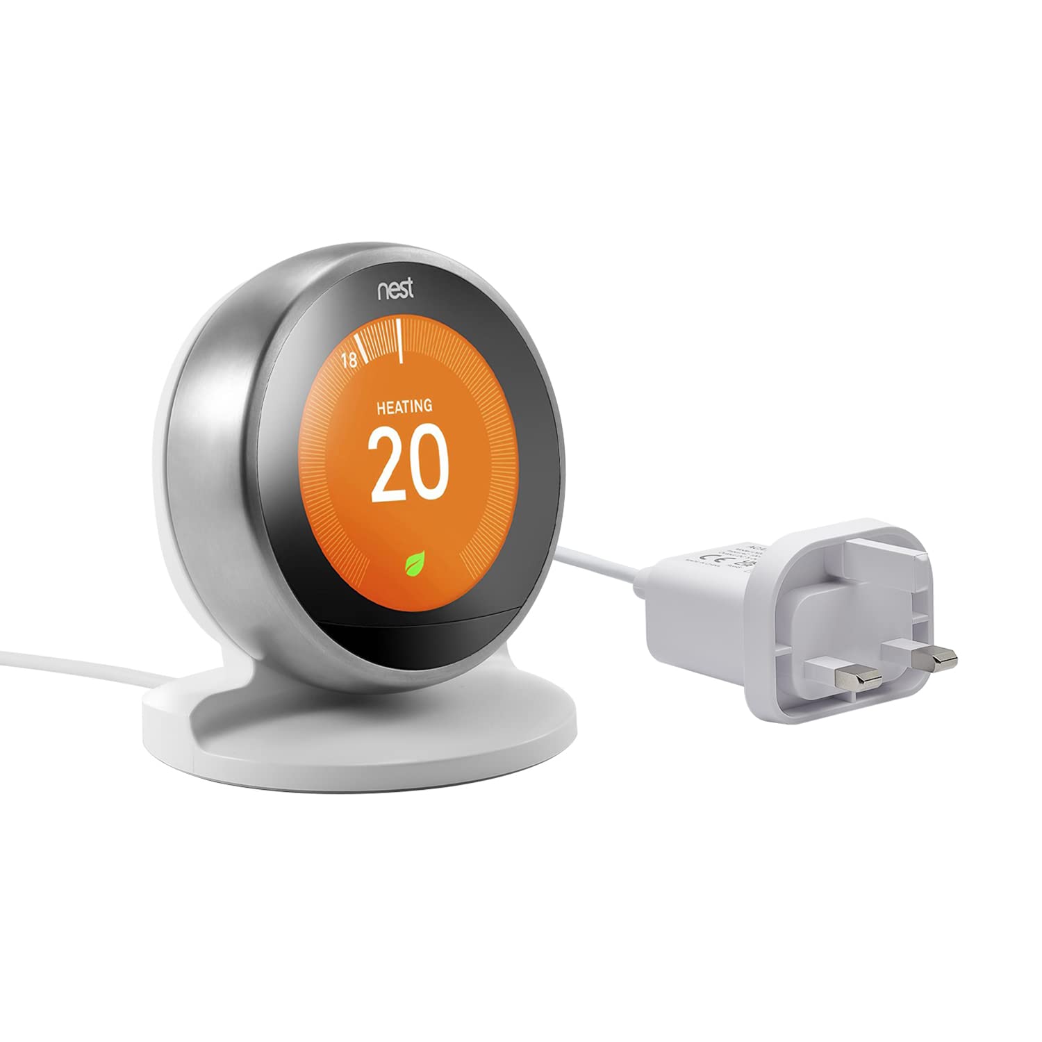 Aulbilly Thermostat Stand for Google Nest 3rd Gen with Power Cable - White