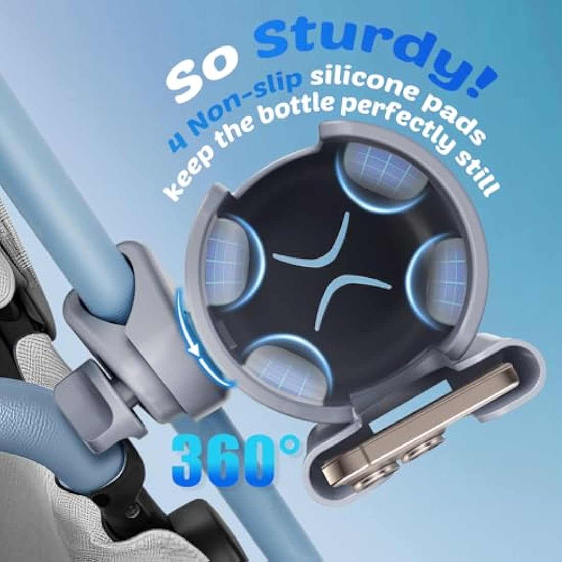 Guiseapue Universal Pram Cup Holder with Phone Holder for Strollers