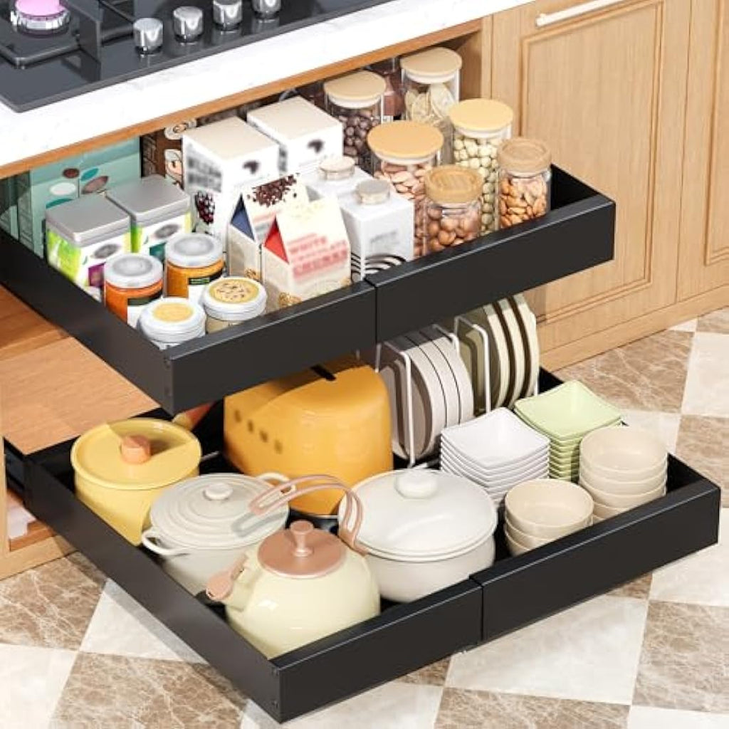 Ronlap Expandable Pull Out Cabinet Organizer – No-Drill Sliding Drawer