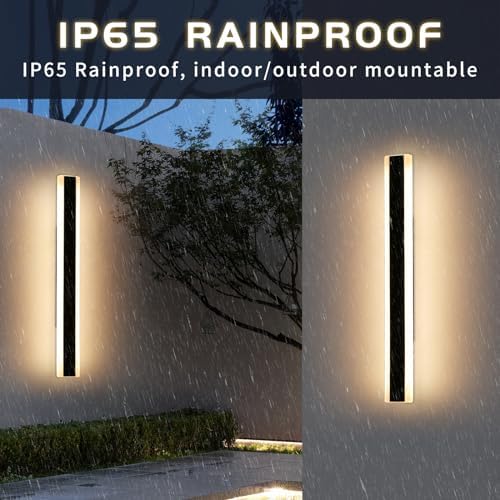 Mikeru 80cm Outdoor LED Wall Lights | 2-Pack 28W Modern IP65 Garden Sconce
