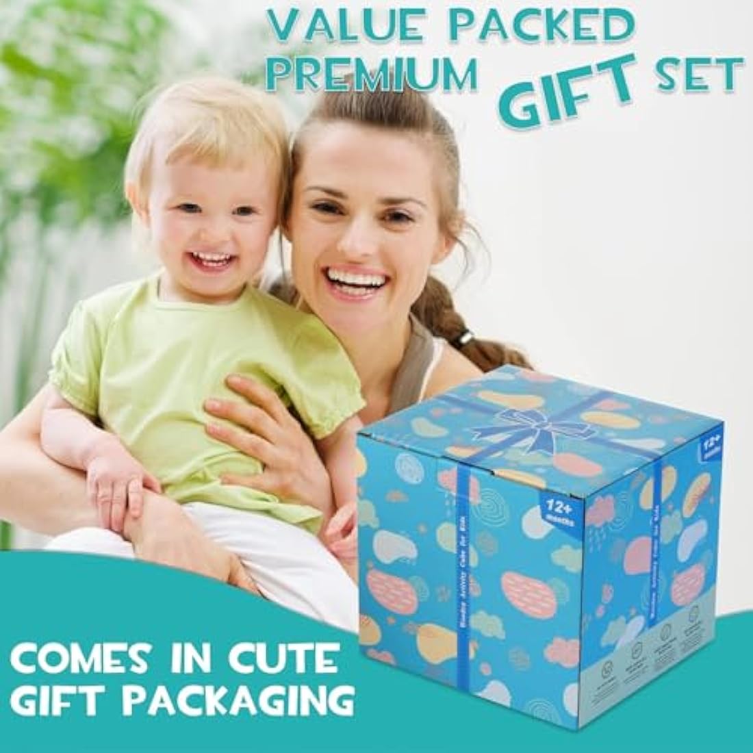 HELLOWOOD 8-in-1 Wooden Activity Cube | Montessori STEM Toy for Toddlers