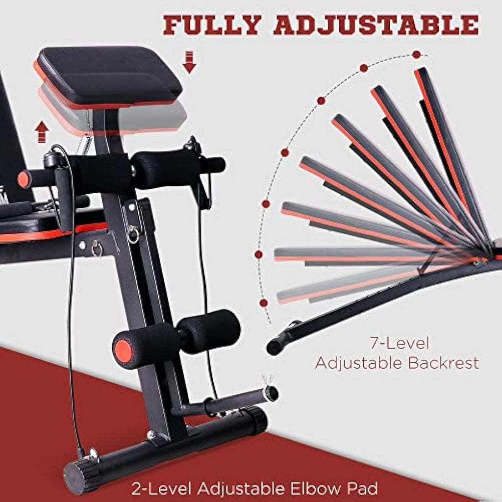 HOMCOM Foldable Weight Bench | 7-Level Incline Strength Training Bench