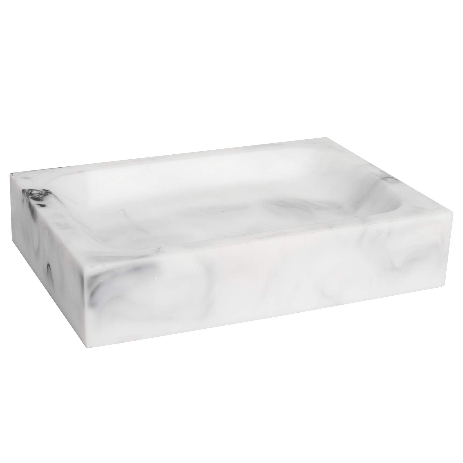 Sweet Home Collection Plaza Soap Dish – Modern Faux Marble Resin