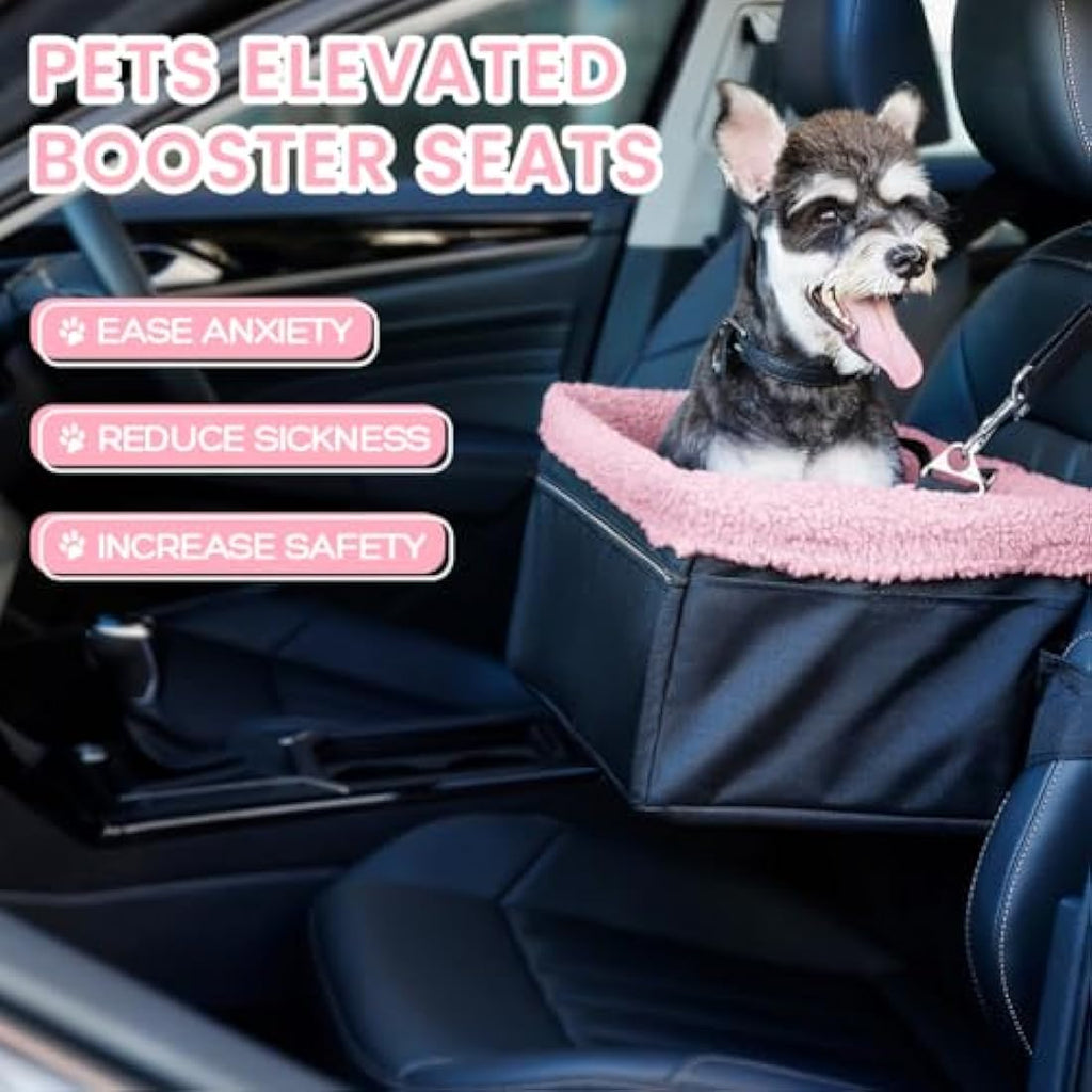 UNICITII Raised Dog Booster Car Seat with Metal Frame for Small Pets