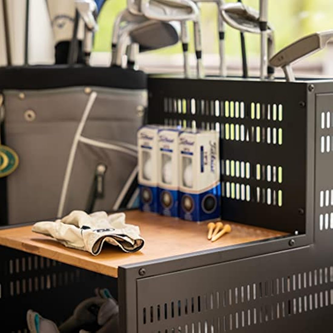 Teal Triangle Heavy Duty Golf Bag Organizer | Steel Garage Storage Rack