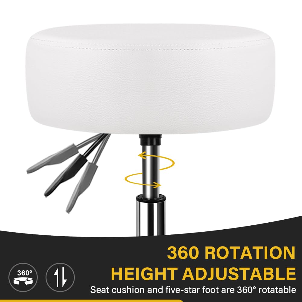 WKWKER Adjustable Vanity Stool for Makeup Room Swivel Makeup Stool Small Round Ottoman for Living Room Makeup Chair for Bedroom SPA Salon Studio - image 4