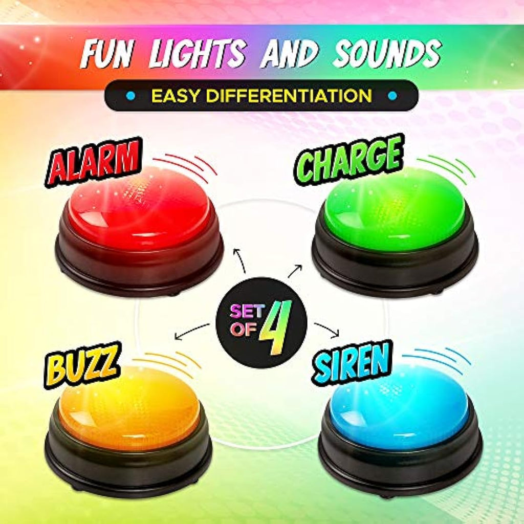 Learning Minds Answer Buzzers - Set of 4 Light & Sound Quiz Game Buzzers