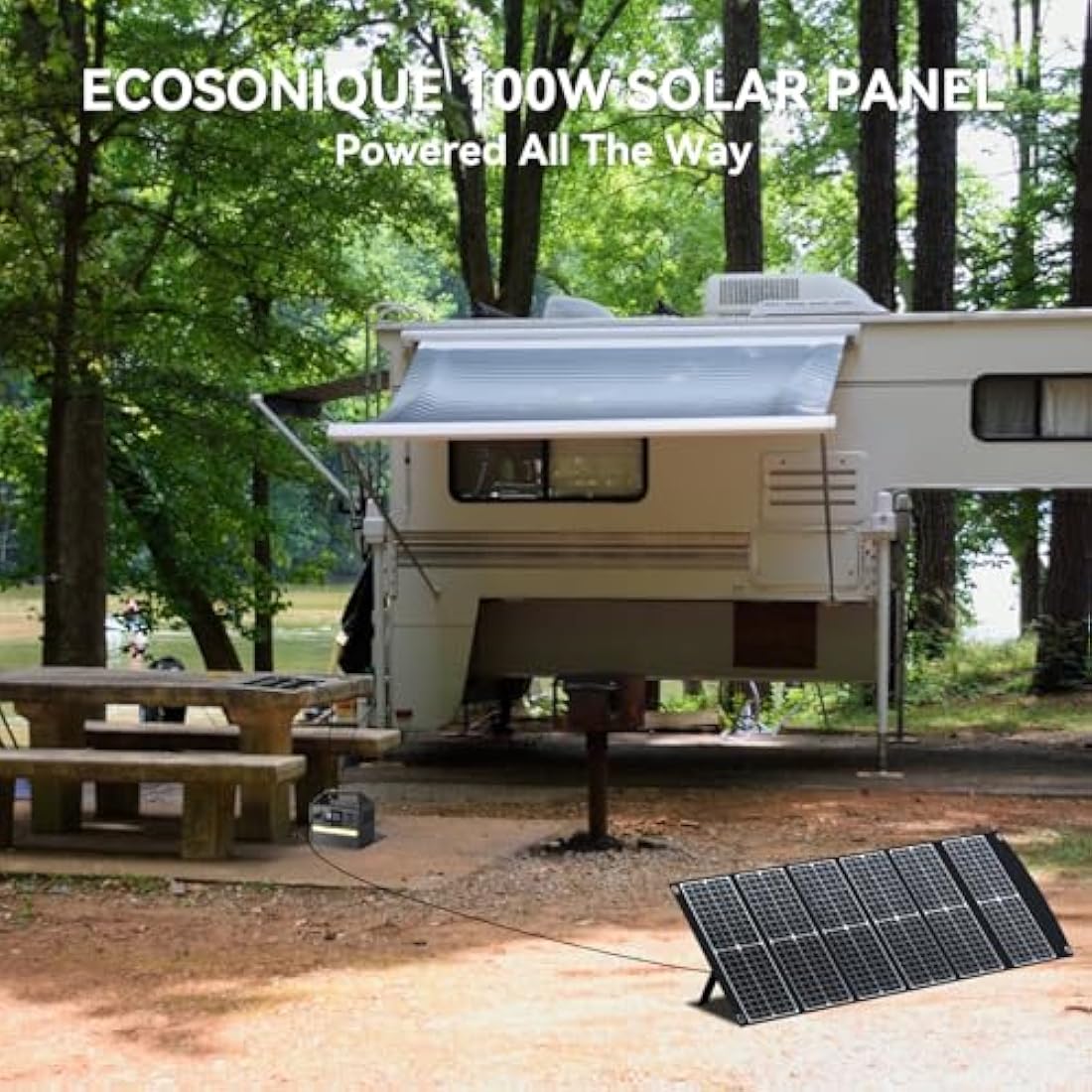 Ecosonique 100W Portable Solar Panel | Foldable Charger with Kickstand