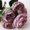 Silk Peony and Tea Rose Artificial Bouquet - Violet