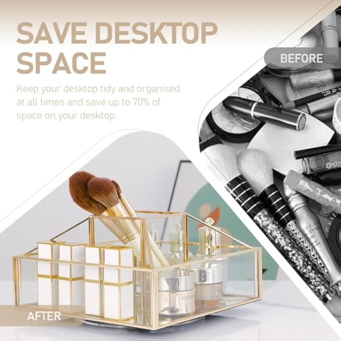 SLHEQING 360° Drehbarer Make-up-Organizer – Glas Schmink Aufbewahrung