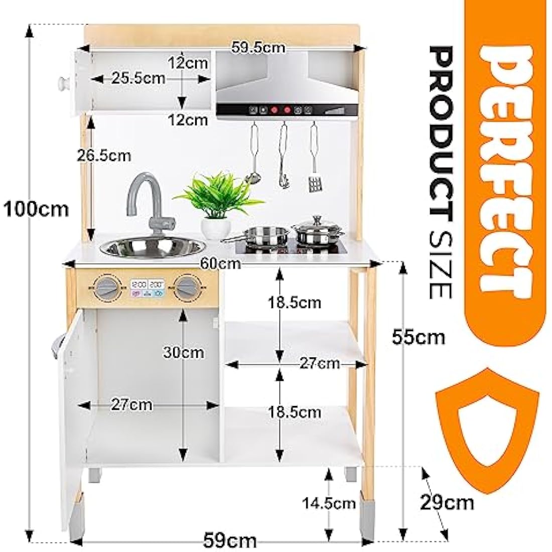 Wooden Play Kitchen – Interactive Kids Toy with Hood