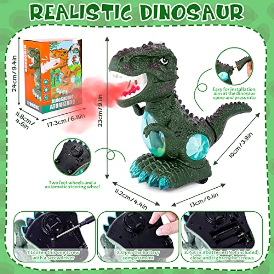 Jolof Store Walking Dinosaur Baby Toy | Musical Light Up Spray Toy