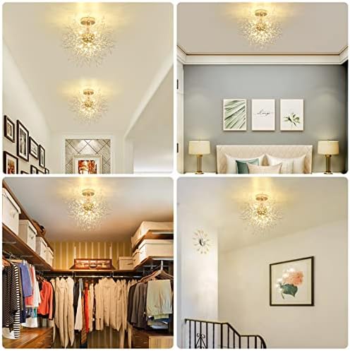 Rayofly Modern Firework Crystal Chandelier – Gold 8-Light Ceiling Fixture