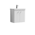 Nuie Core Wall Hung 2 Door Vanity Unit & Ceramic Basin - Gloss White