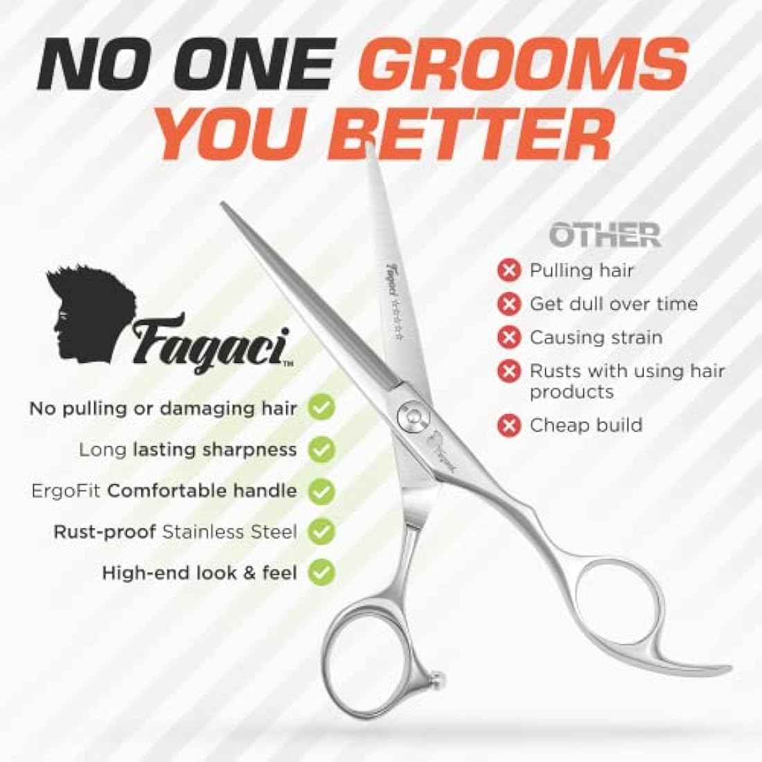Fagaci Professional Hairdressing Scissors – 6" 440C Steel Hair Shears