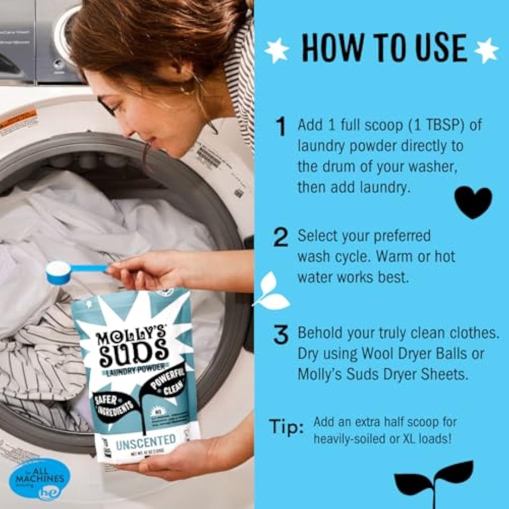 Molly's Suds Natural Laundry Detergent Powder – Peppermint, 70 Loads