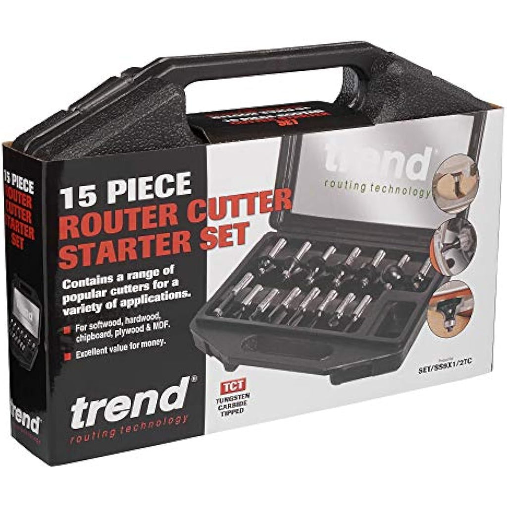 Trend 15-Piece Router Cutter Set | 1/2 Inch Shank Tungsten Carbide Tipped