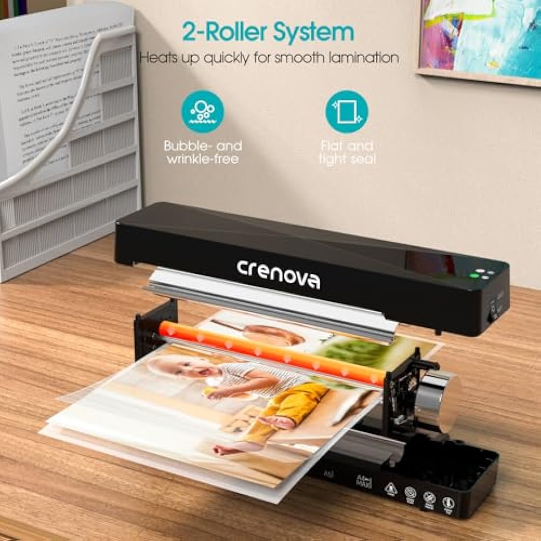 Crenova A4 Thermal Laminator | Hot & Cold Machine with 10 Pouches