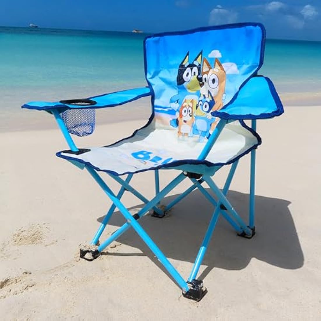 Bluey & Bingo Kids Folding Camping Chair with Cup Holder & Bag