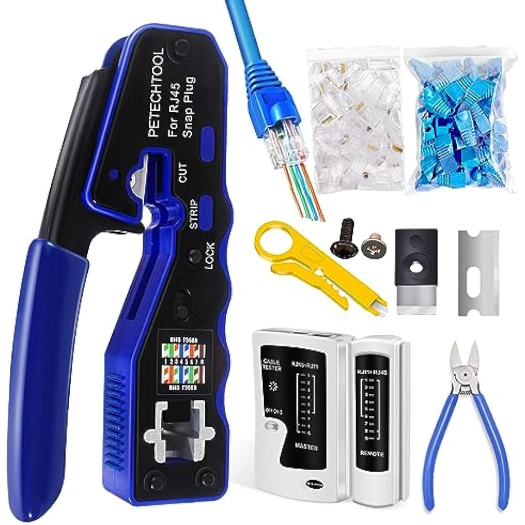 RJ45 Pass Through Crimp Tool Kit for Cat6 Cat5e Cat6a