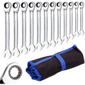 Qnkaa 12-Piece Metric Ratchet Spanner Set | 8-19mm Chrome Vanadium
