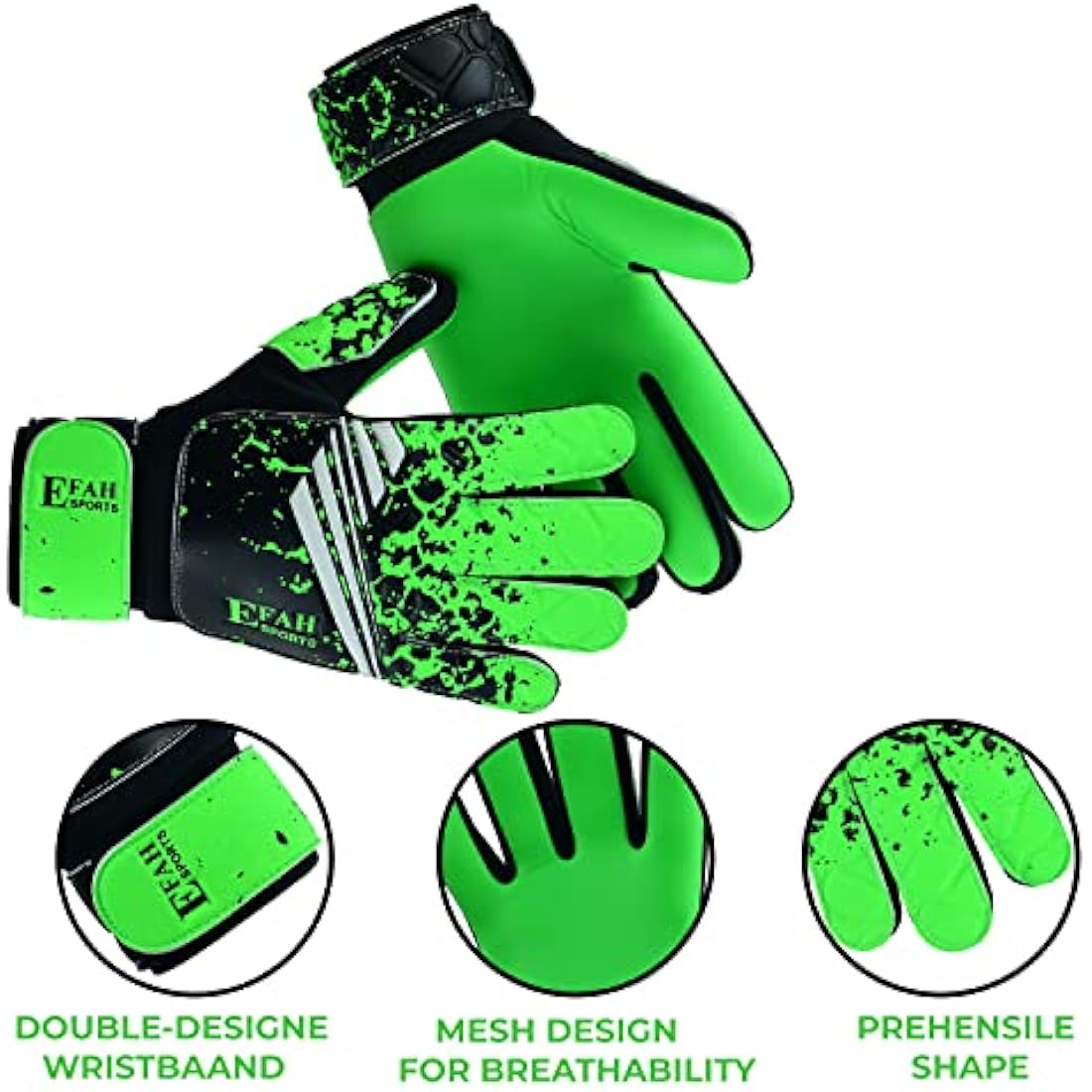 EFAH SPORTS Kids Soccer Goalkeeper Gloves – Youth Goalie Super Grip