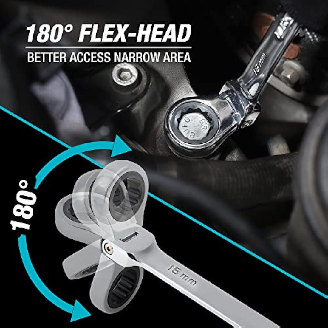 DURATECH 12-Piece Flex-Head Ratchet Spanner Set | Metric 8-19mm Steel